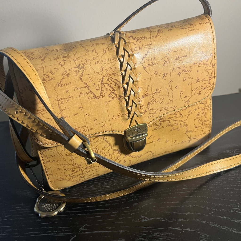 Patricia Nash Vintage Map Print Tan Leather Bag